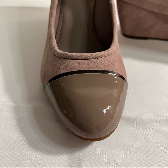 GEOX Respira D Venere Khaki suede and patent wedge heel size 7B BNWB - Picture 5 of 14